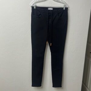 Frame black corded lace up skinny jeans size 30.